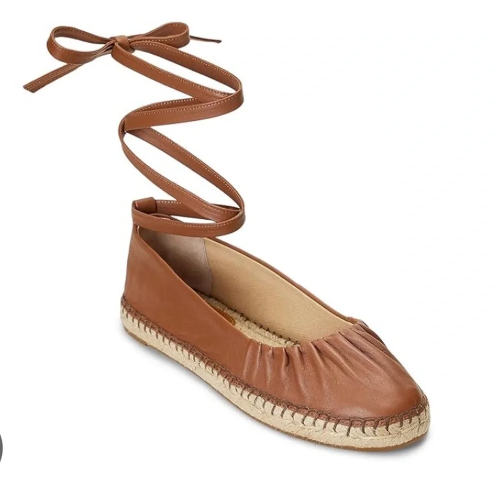Size 11 leather lace up espadrilles Lauren COGNAC - Picture 8 of 8